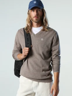 Outlet^North Sails 'Jumper With V-neck FOSSIL MELANGE