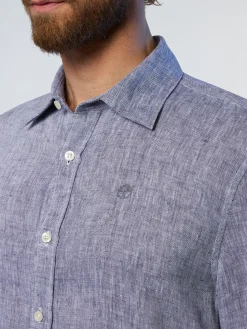 Shirts^North Sails 'Long-sleeved Linen Shirt NAVY BLUE