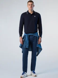 Polo Shirts^North Sails 'Long-sleeved Polo Shirt With Logo Collar NAVY BLUE