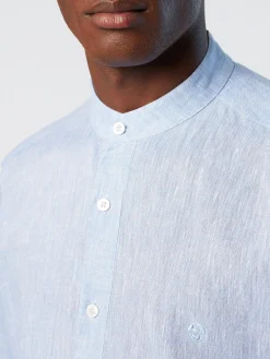 Outlet^North Sails 'Mandarin Collar Shirt LIGHT BLUE
