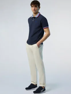 Polo Shirts^North Sails 'Polo Shirt With Striped Collar NAVY BLUE