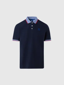 Polo Shirts^North Sails 'Polo Shirt With Striped Collar NAVY BLUE