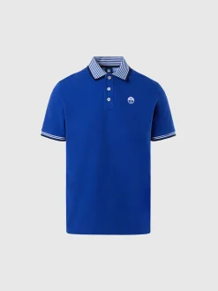 Polo Shirts^North Sails 'Polo Shirt With Striped Collar SURF BLUE