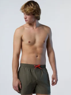 Beachwear^North Sails 'Swim Shorts With Logo Patch DUSTY OLIVE