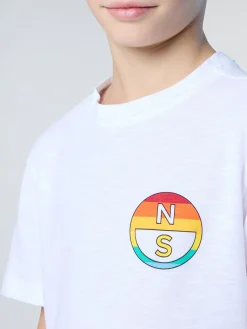 T-shirts^North Sails 'T-shirt With Rainbow Prints WHITE