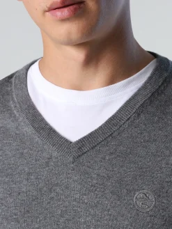 Outlet^North Sails 'V-neck Jumper MEDIUM GREY MELANGE