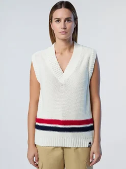 Sweaters & Cardigans^North Sails 'V-neck Varsity Vest MARSHMALLOW